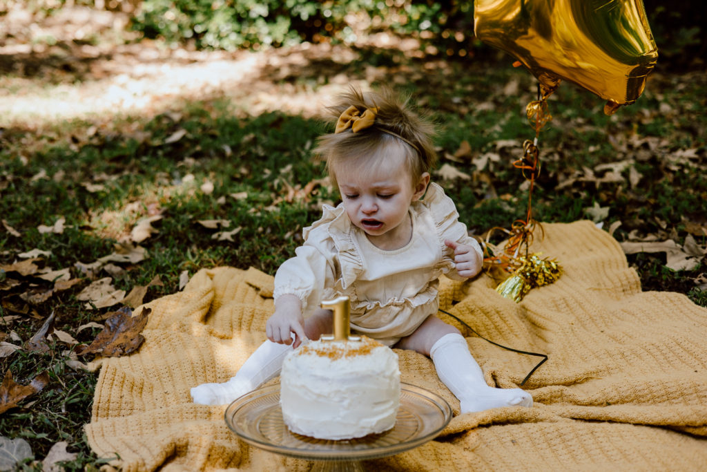 baby milestone cake smash photo session in Powhatan Va