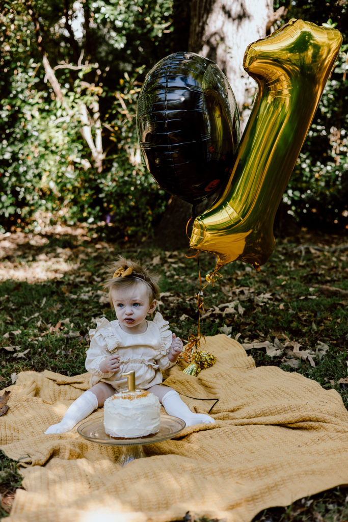 baby milestone cake smash photo session in Powhatan Va