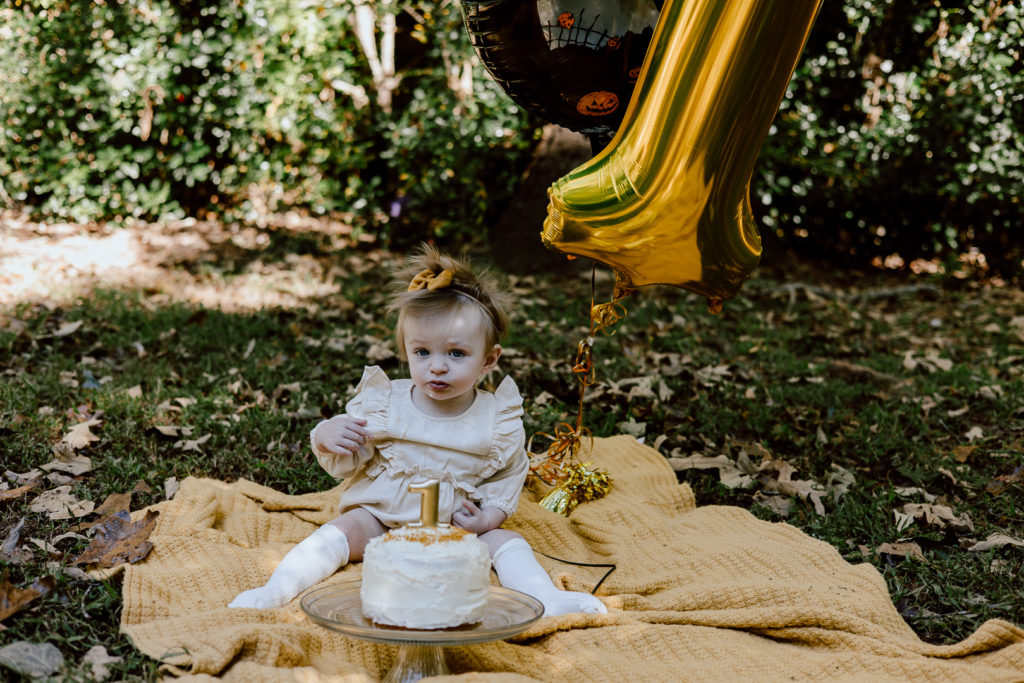 baby milestone cake smash photo session in Powhatan Va