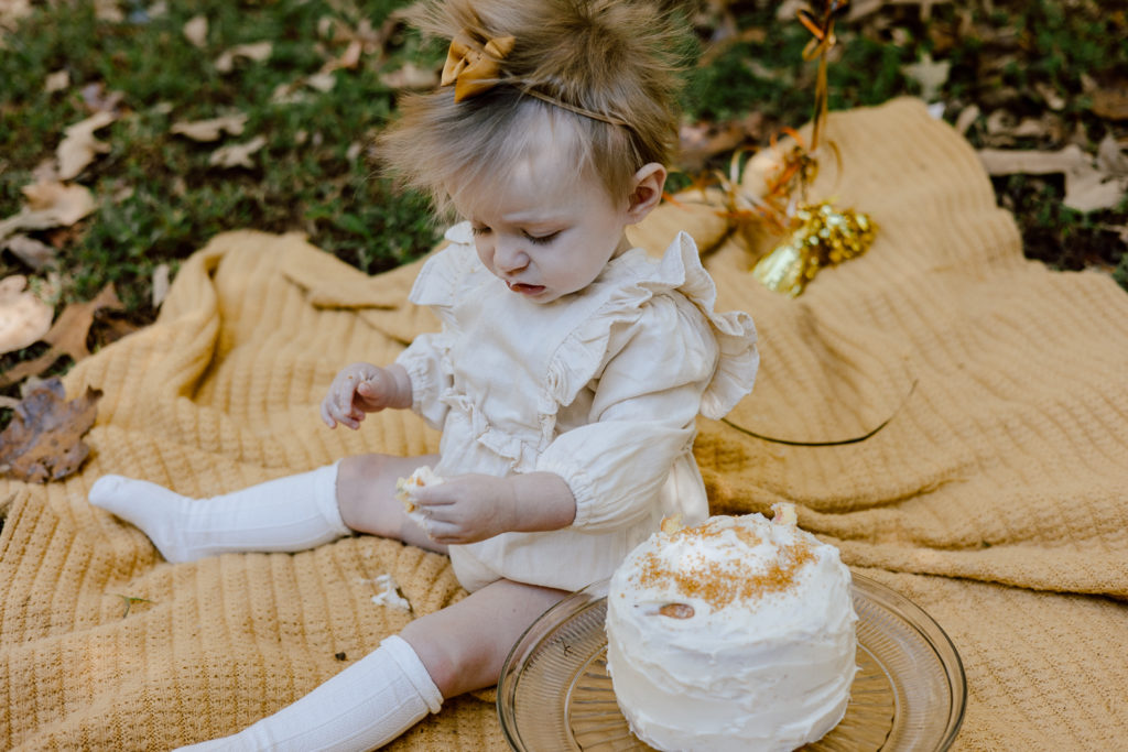 baby milestone cake smash photo session in Powhatan Va