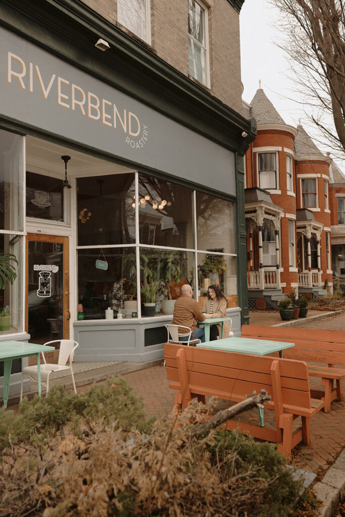 Riverbend Roastery RVA engagement session coffee date