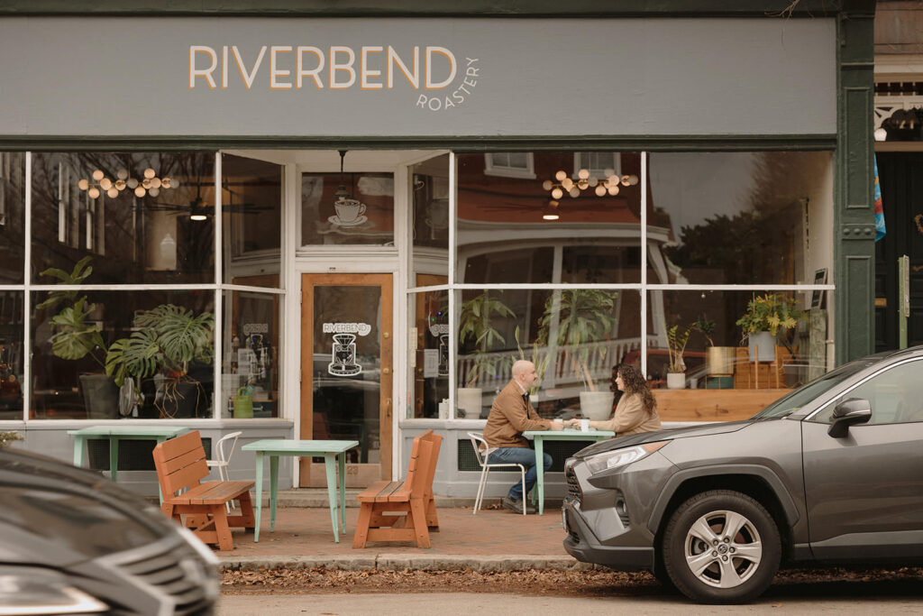 RVA engagement photoshoot at Riverbend Roastery by Richmond VA wedding photographer